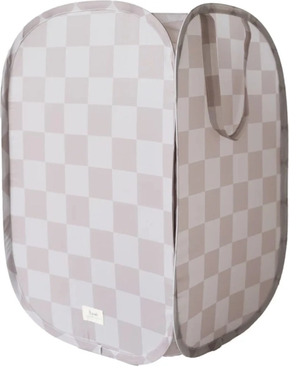 3 Sprouts opvouwbare opbergmand recycled checkerboard beige - 1 stuk