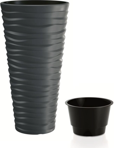 Bloempot Sand Slim met inzet antraciet