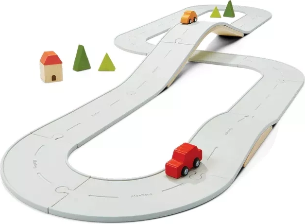 PlanToys dubbelzijdige set weg en rails