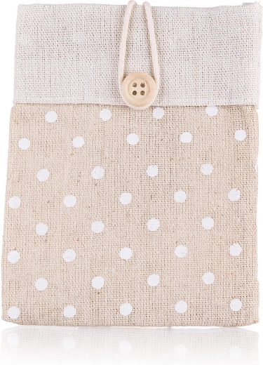 Decoratief katoenen zakje met stippen 10,5 × 14 cm, lichtbruin
