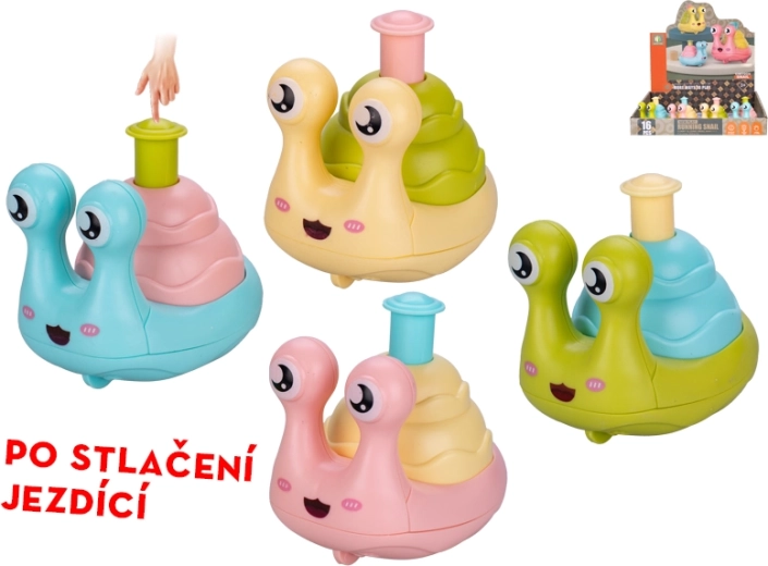 Slak rijdend na indrukken 7 cm – leuk speelgoed voor kinderen vanaf 3 jaar