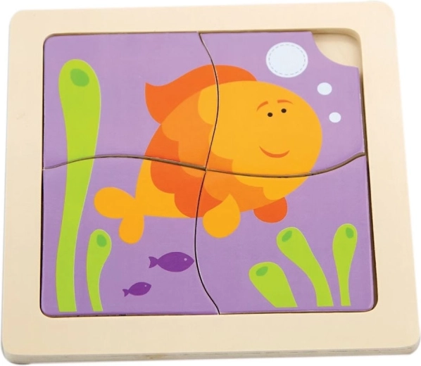 VIGA Houten puzzel Vissengraat 4 stukken