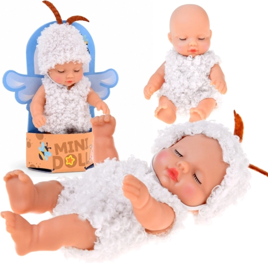 Mini-babypopje schaapje 11 cm met beweegbare ledematen