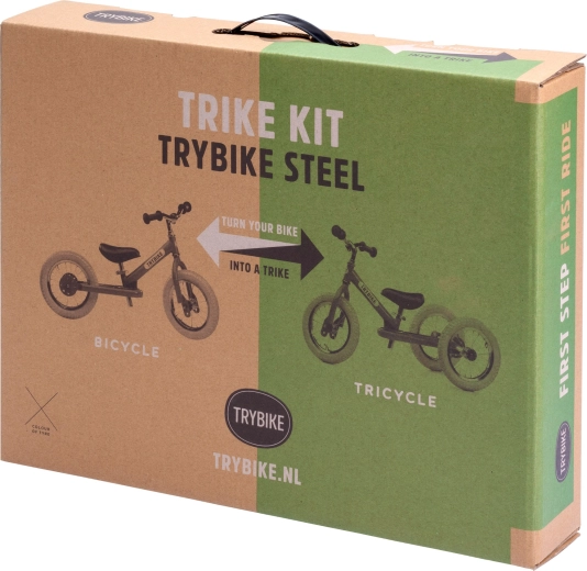 Trybike Vintage ombouwset van loopfiets naar driewieler met crèmekleurig wiel