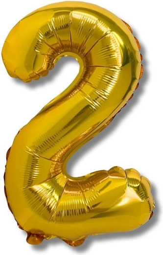 Folieballon cijfer 2, 40 cm, goud