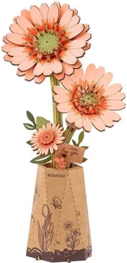 Rowood 3D houten bloem – oranje gerbera, bouwpakket zonder lijm