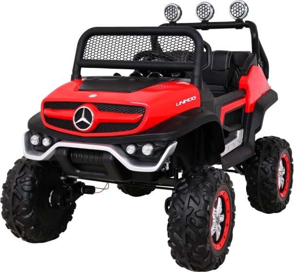 elektrische kinderauto mercedes-benz unimog 4x4 met afstandsbediening – rood