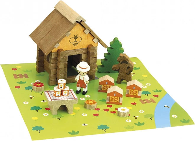 Jeujura houten bouwset bijenstal 50 onderdelen