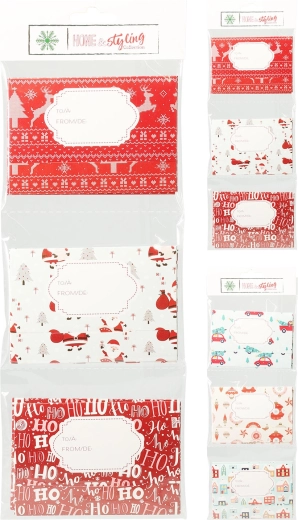 Kerstcadeauenvelop 11 × 8 cm (mix van decoraties) - 6 stuks