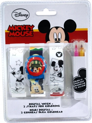 Euroswan set digitale horloge en bandjes om in te kleuren Mickey Mouse