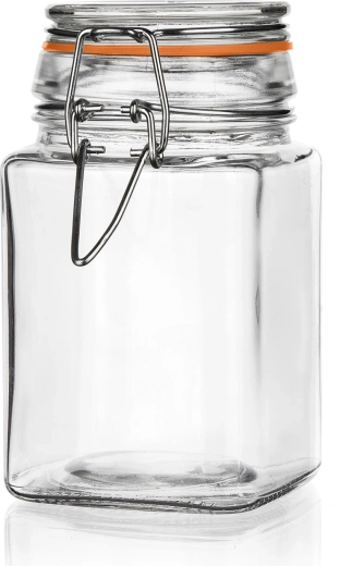 Glazen hermetische pot Lina 260 ml vierkant met beugelsluiting