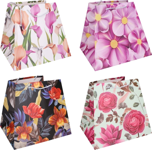Cadeaupapieren tas S 17,5 × 21 × 13,8 cm – bloemenmotief