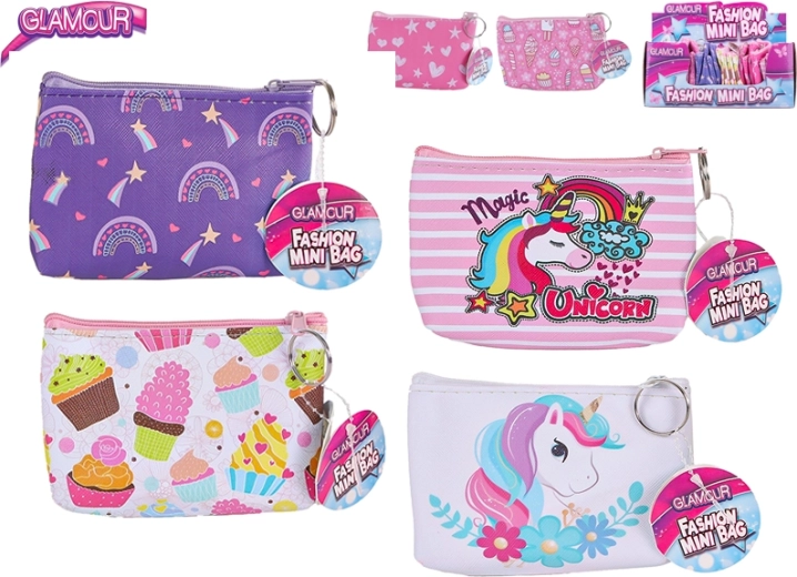 Glamour kinderp portemonnee met rits 13 × 9 cm