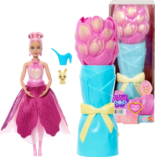 Barbie Petal Pop bloemverrassing roze tulp met accessoires