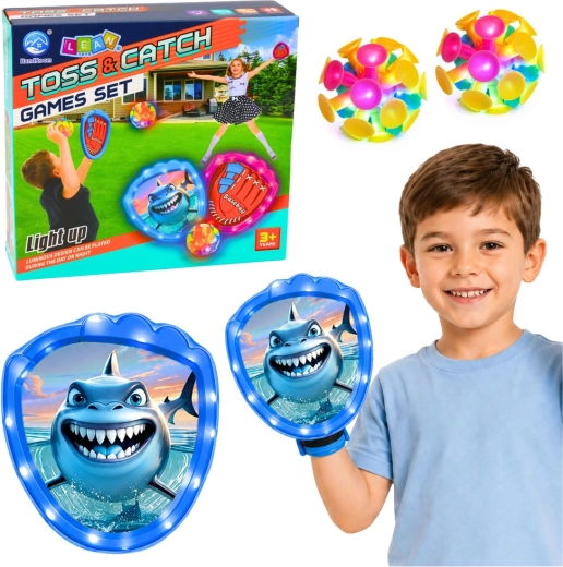 Kinderspel gooien en vangen – haaien LED-handpads en ballen