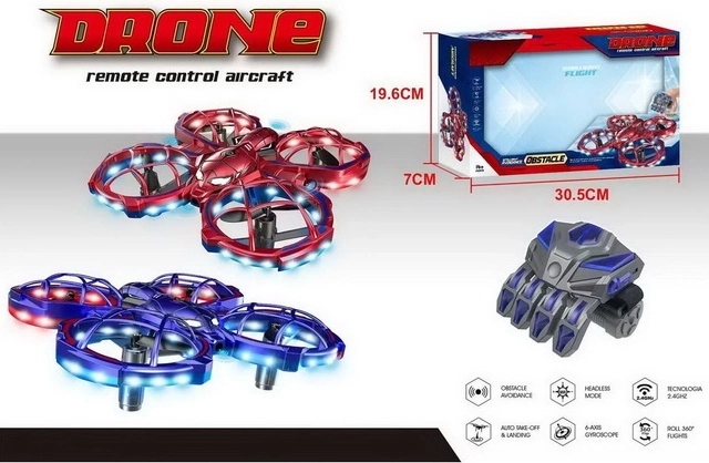 Mini R/C-drone met twee wielen en ledverlichting