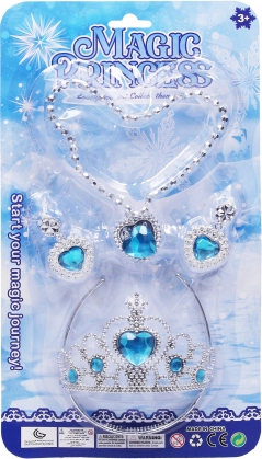 Kinder sieradenset met kroon, ketting en oorbellen