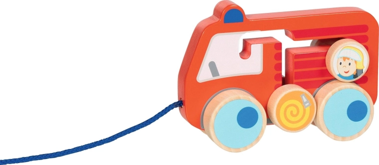 Houten trekbrandweerauto 112 - 1 stuk