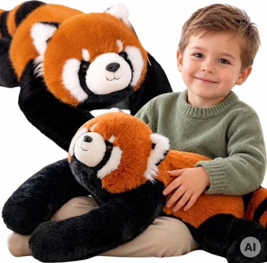 WOOPIE Gewogen sensorische knuffelpanda rode kleur 1,5 kg