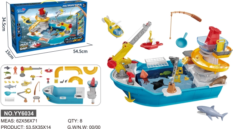 Kinderschip met glijbaan en waterspeelaccessoires