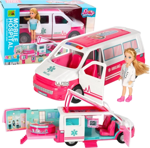 Mobiel ziekenhuis – ambulance 2-in-1 met dokterspop en medische accessoires