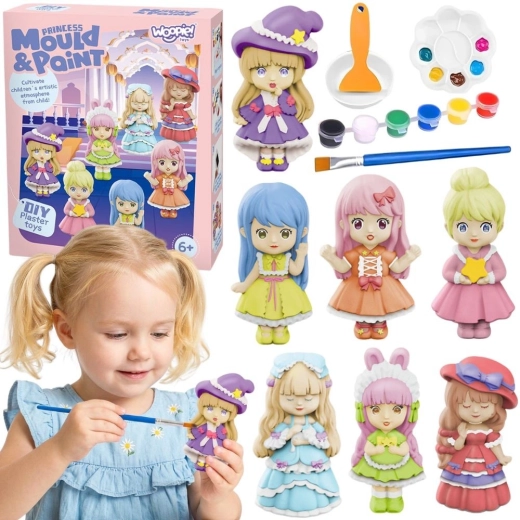 Woopie creatieve set voor gipsafgietsels en schilderen DIY – prinsessen en poppen