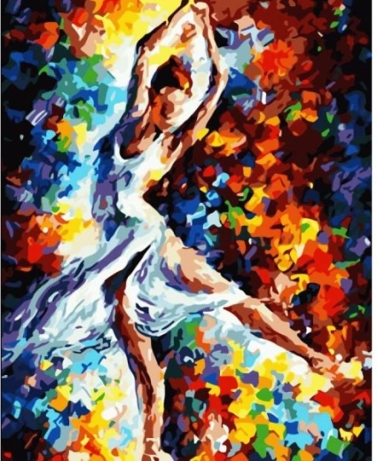 Schilderij om te schilderen op nummer in lijst 40 × 50 cm – ballerina in kleur