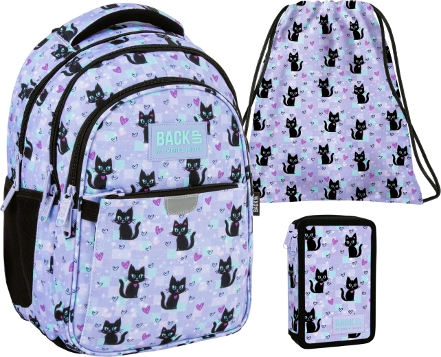 Schoolset BackUP Magische katten 3-in-1 – rugzak, gevulde etui en gymtas