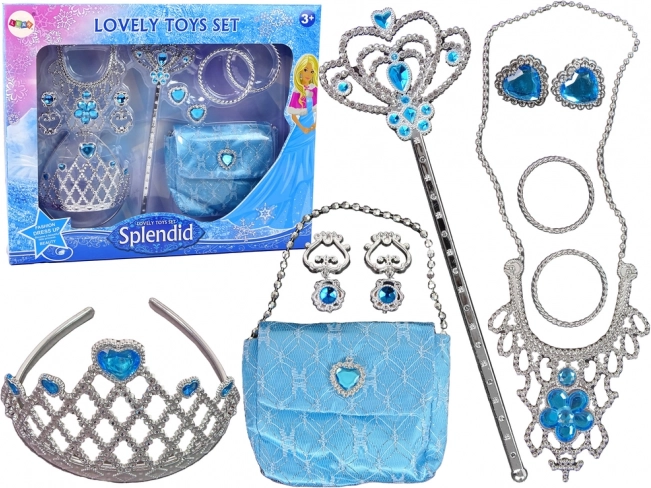 Set voor de Kleine Prinses Blauwe Kroon en Accessoires