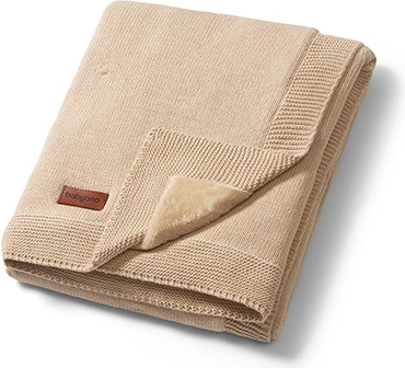 Babyono kinderdeken van natuurlijke katoen met flanellen voering 75 × 100 cm lichtbeige