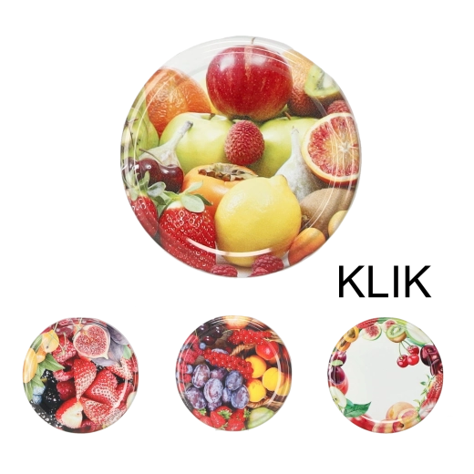Set deksels voor weckpotten 63 mm met fruitmotief, 10 stuks