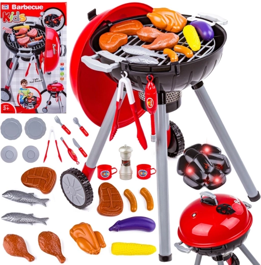 Kinderbarbecue op poten met deksel en accessoires