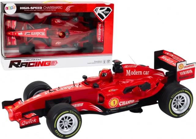 Rode raceauto 1:12 met geluiden en lichtjes