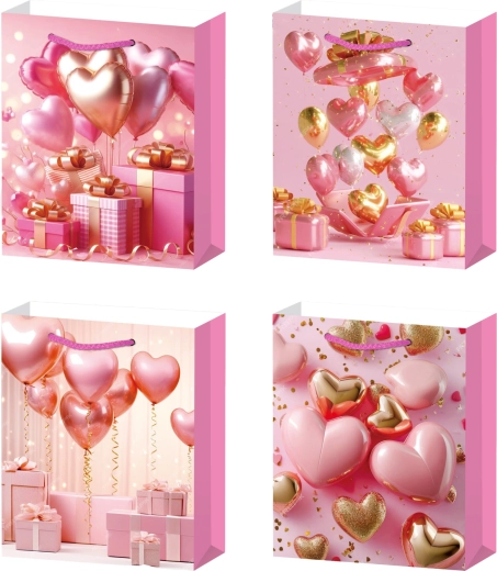 Cadeautas S met roze hartjes
