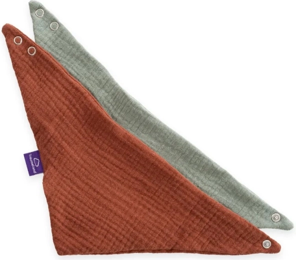 Träumeland bandana-slabbetjes terracotta en saliegroen - 2 stuks