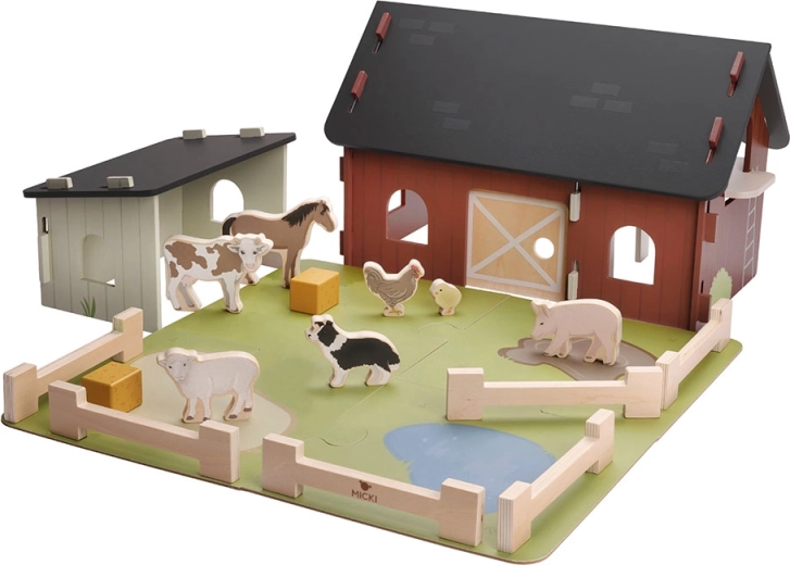 Micki houten boerderij met dieren