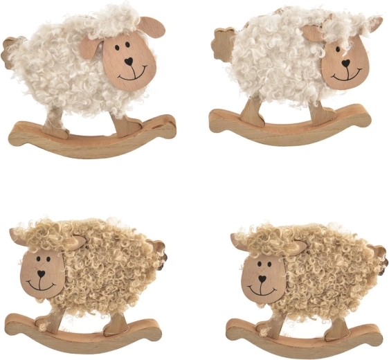 Houten-pluchen schaapje voor kinderen (4 varianten)