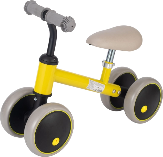 Balansloopfiets met vier wielen Sparkys, geel