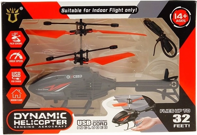 Interactieve USB-helikopter die je met de hand bestuurt