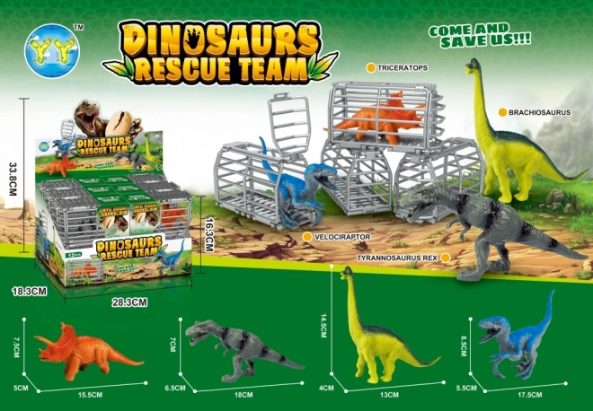 Dinosaurusfiguur 16 cm met kooi en accessoires