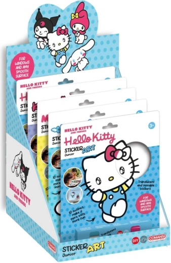 Raamstickers en kleurplaten met verf Hello Kitty en Kuromi (2 varianten), 19 × 23 cm