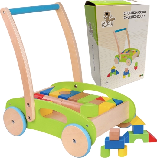 Babu houten loopwagen met blokken