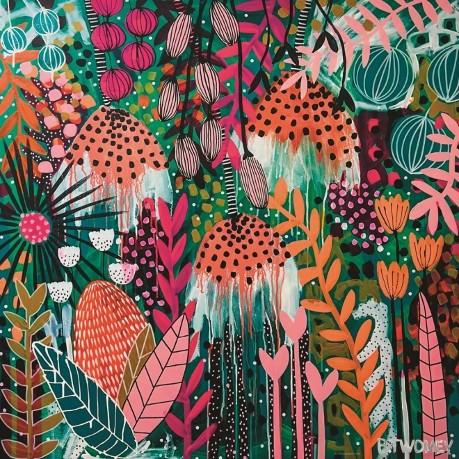 Vierkante puzzel HEYE Flowery – robijnrode zonneschijn, 1000 stukjes