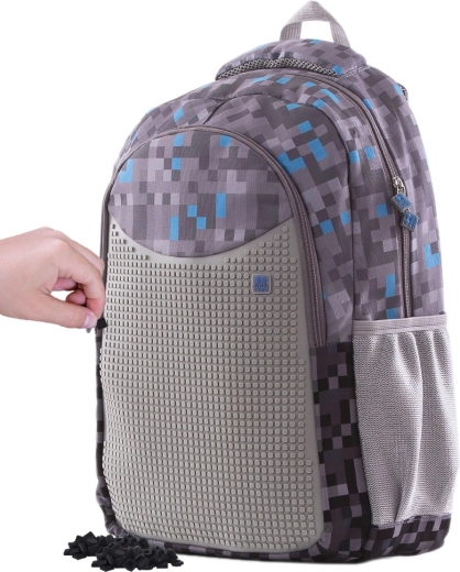 PIXIE CREW creatieve studentenrugzak grijs-blauw