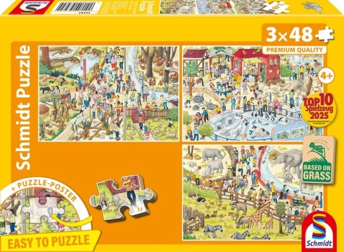 Puzzel Plezier in de dierentuin 3×48 stukjes SCHMIDT