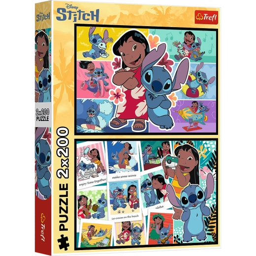 Puzzel 2x200 Vrolijk Leven Stitch - Disney Lilo en Stitch