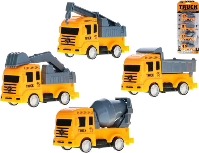 Set bouwvoertuigen met pullback 8–9 cm, 4 stuks