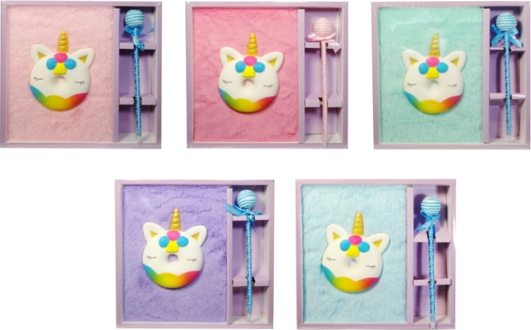 Pluchen dagboek met eenhoorn en pen