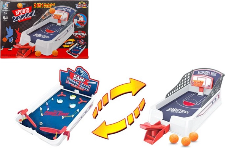Tafelspel vaardigheid 2-in-1 flipper en basketbal