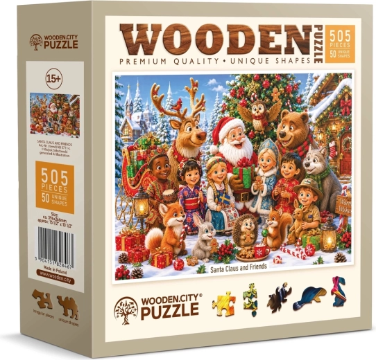 WOODEN CITY houten puzzel Santa Claus met vrienden, 505 stukjes